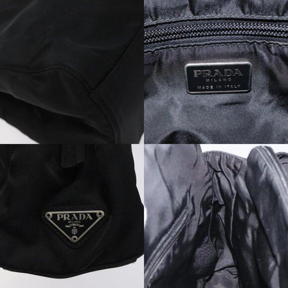 PRADA Hand Bag Nylon Plastic Black Silver Auth 119188 - Picture 15 of 15